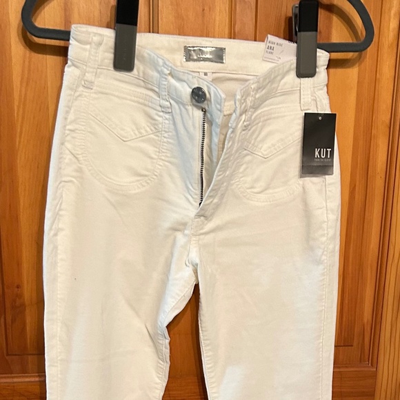 NWT KUT Corduroy Ivory High Rise ANA Flare - Picture 1 of 1